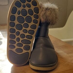 Gray Fur-Trimmed Boots